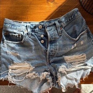 Levi's Blue Distressed Jean Shorts Vintage-Inspired